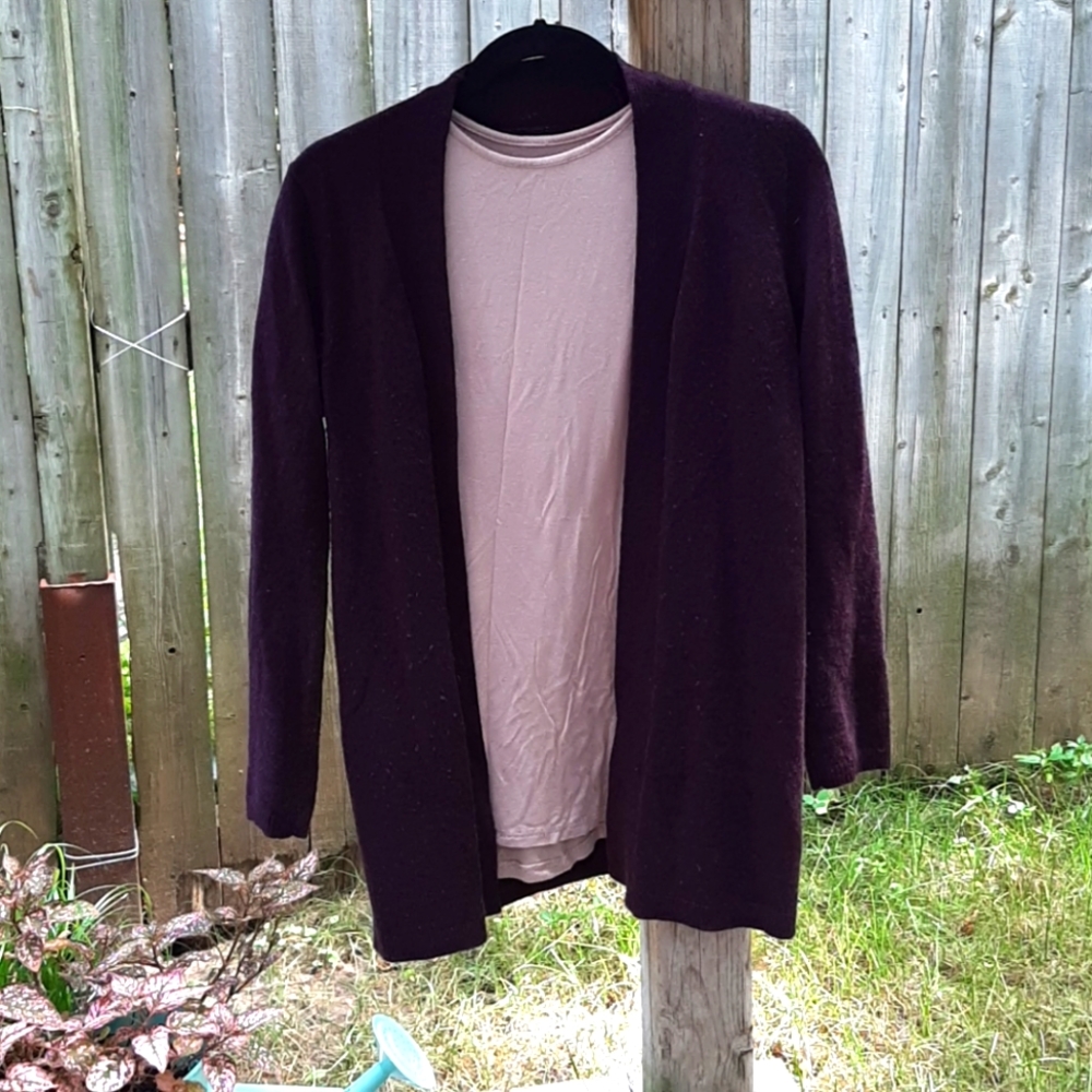 Merino Wool Purple Cardigan - Picture 1 of 2
